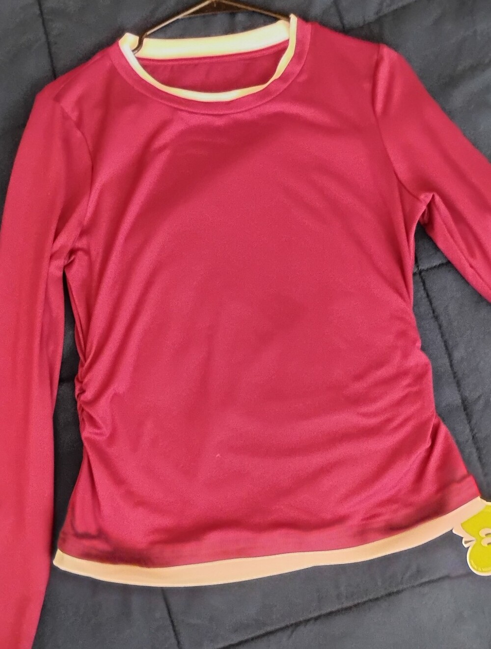 Women's Long-Sleeve Top in Burgundy with Cream Trim